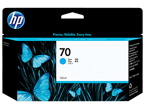 Чернильный картридж HP №70 DesignJet Z2100, Z3100, Z3200, голубой, 130мл
