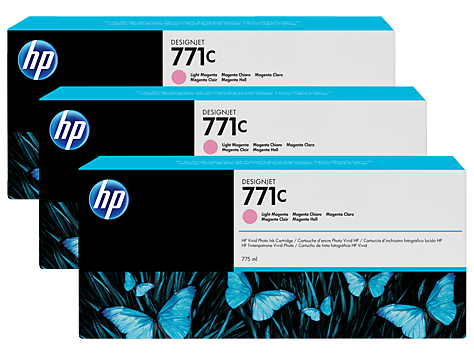 Набор чернильных картриджей HP 771 Light Magenta (светло-пурпурные, 775 мл), 3 шт.