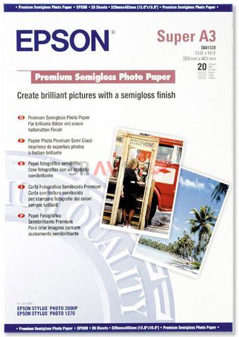 Фотобумага полуглянцевая Epson Premium Semiglossy, A3+, 251 г / м2, 20 листов
