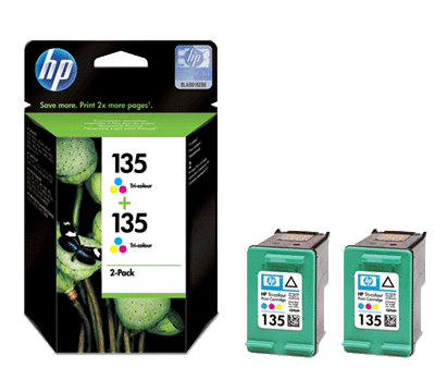 Чернильный картридж HP No. 135 Color, DJ 5943/6543/6623/6843/9803/6943/6983/9803/OJ 6213/6313, набор 2 картриджа, 2x7ml