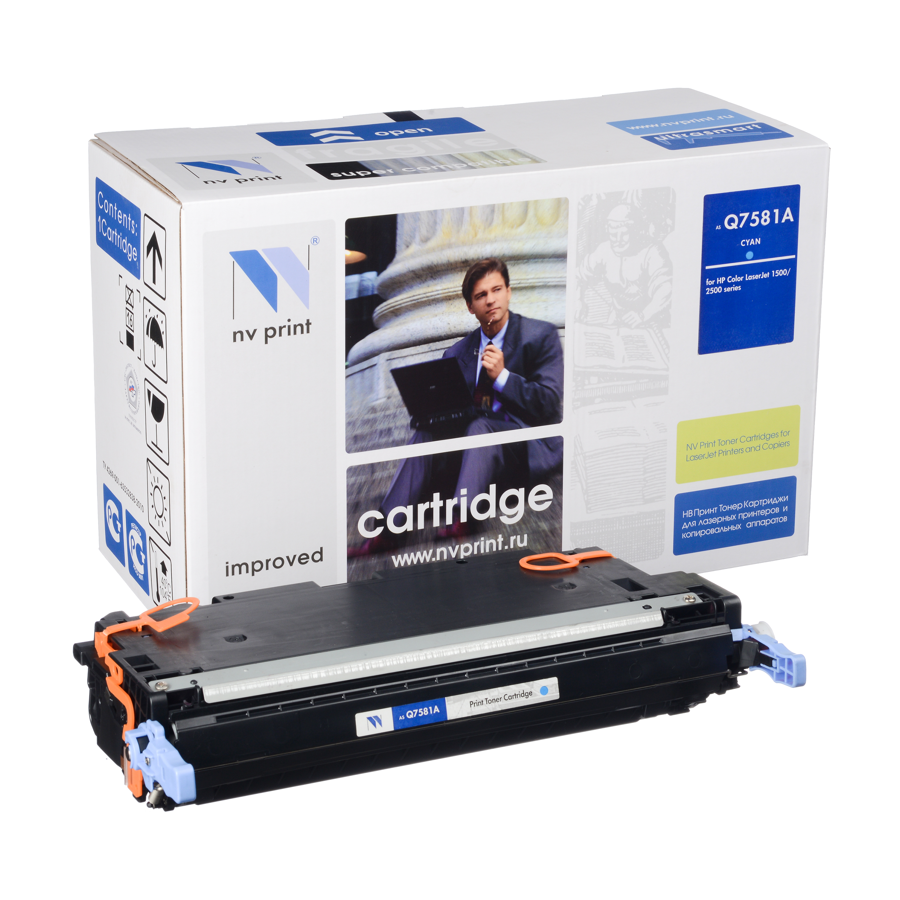 Картридж NVP совместимый HP Q7581A CYAN для LJ Color 3505/3800 (6000k)