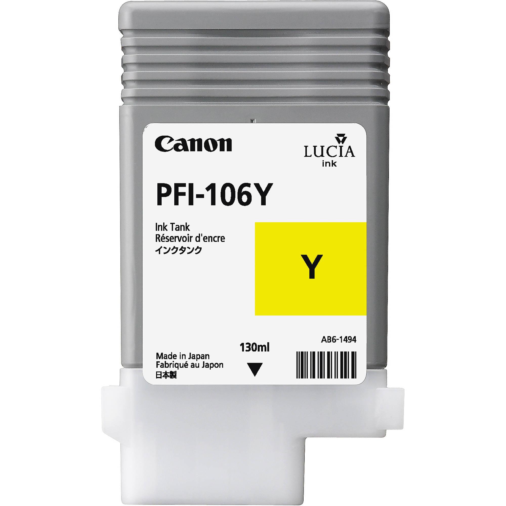 Чернильный картридж Canon PFI-106Y (желтый, 130мл), для iPF 6300/6300S/6350/6400/6400S/6400SE/6450