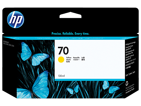 Чернильный картридж HP №70 DesignJet Z2100, Z3100, Z3200, желтый, 130мл