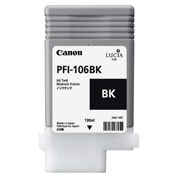 Чернильный картридж Canon PFI-106BK (черный, 130мл), для iPF 6300/6300S/6350/6400/6400S/6400SE/6450
