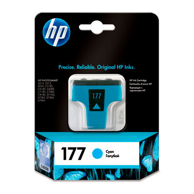 Чернильный картридж HP No. 177 Cyan, для PhotoSmart 8253/3213/3313/D7163/D7363/C5183