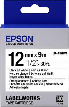 Картридж термотрансферный (Label Cartridge) Epson LK-4WBW Black on White (черный на белой ленте) для LW-300/900P