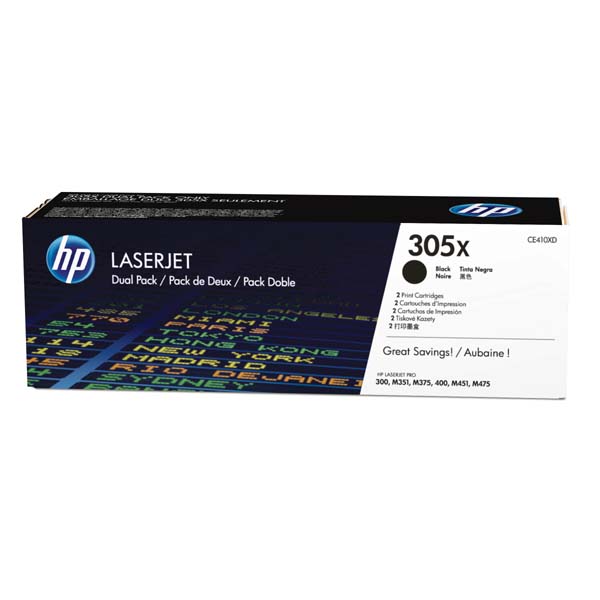 Тонер-картридж HP 305X Black Dual Pack LaserJet набор из 2-х картриджей (черный) (для LaserJet Pro Color-M351/M357/M375/M451/M475), 24000 стр.