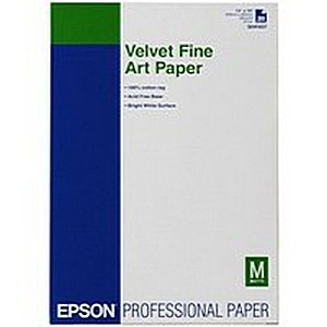 Фотобумага бархатистая  Epson Velvet FineArt Paper A3+, 260г/м2, 20 листов