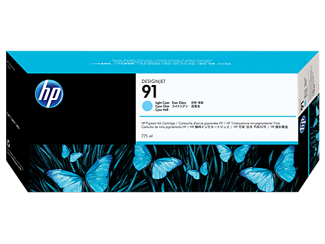Чернильный картридж HP No. 91 Light Cyan Pigment, Designjet Z6100 Photo Printer, 775ml