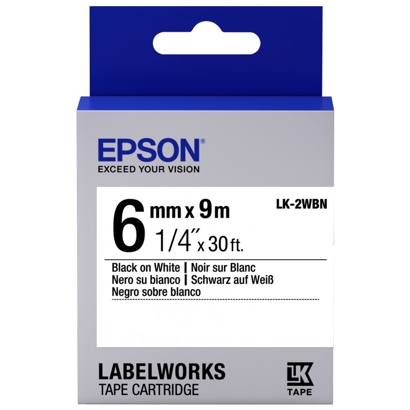 Картридж термотрансферный (Label Cartridge) Epson LK-2WBN Black on White (черный на белой ленте) для LW-300/900P