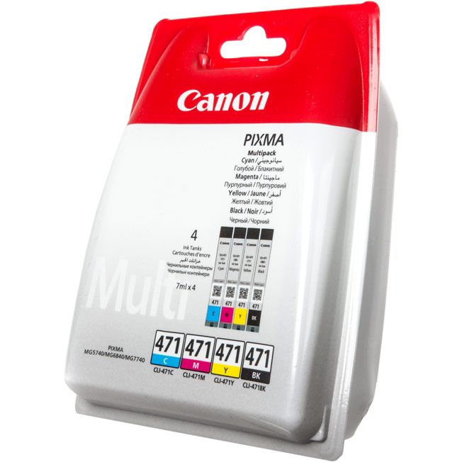 Набор картриджей Canon CLI-471 BK/C/M/Y (черный/голубой/пурпурный/желтый) для PIXMA MG5740/6840/7740