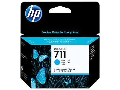 Чернильный картридж HP №711, DesignJet T120/T520, тройная упаковка, голубой, 3*29мл