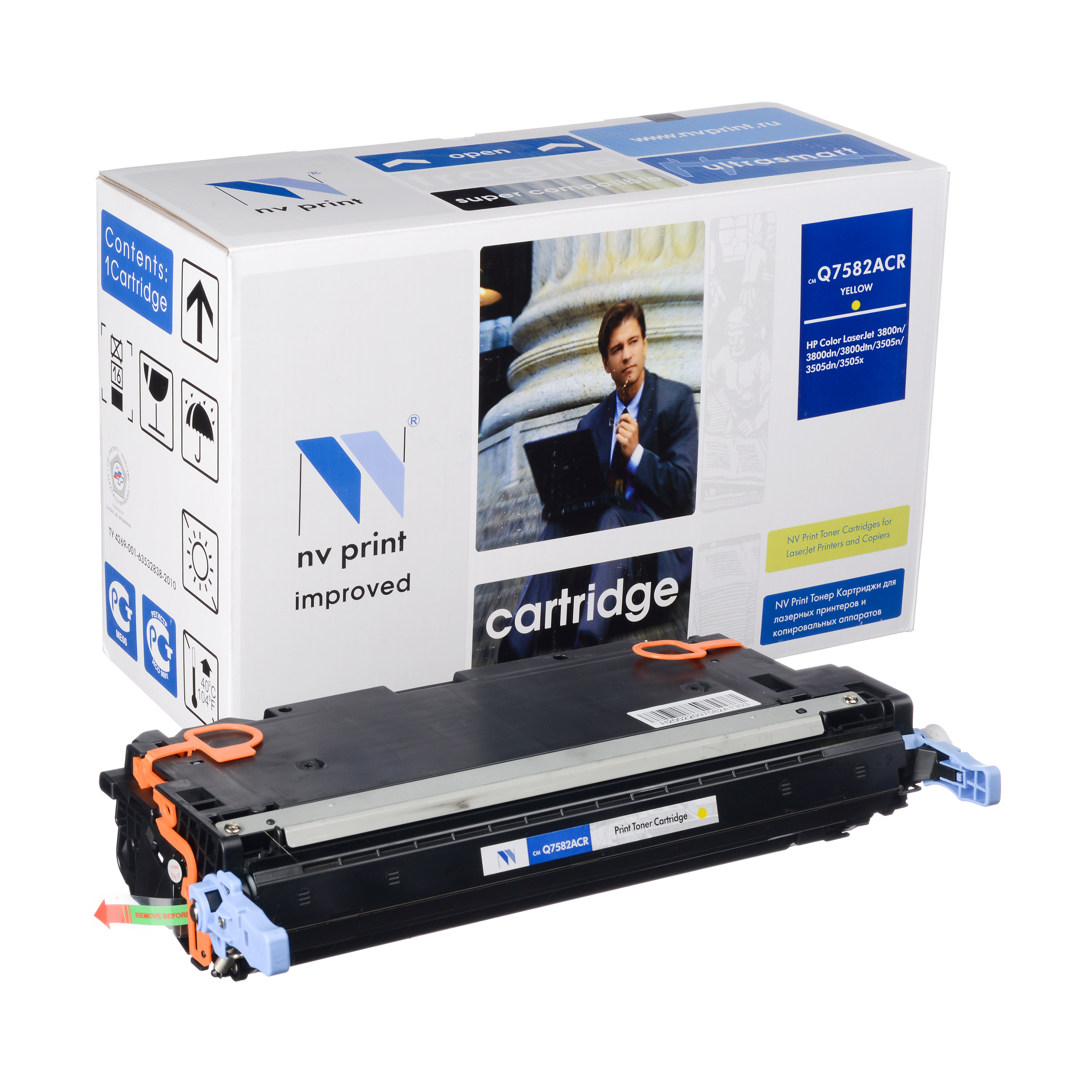 Картридж NVP совместимый HP Q7582A YELLOW для LJ Color 3505/3800 (6000k)