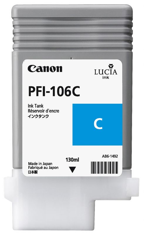 Чернильный картридж Canon PFI-106C (голубой, 130мл), для iPF6300/6300S/6350/6400/6400S/6400SE/6450
