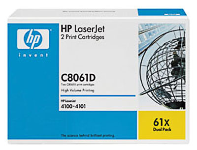 Тонер-картридж черный HP 61X набор из 2-х картриджей LaserJet 4100 , 2x10000 стр.