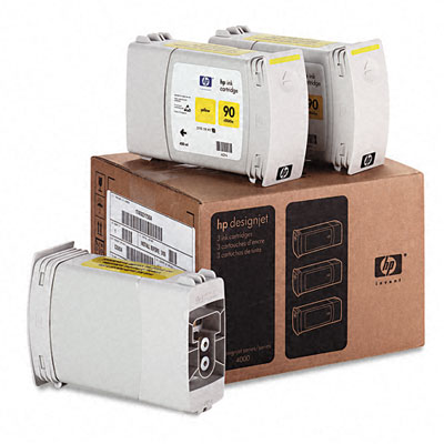 Чернильный картридж HP No. 90 Yellow, Designjet 4000/4000ps/4500/4500ps, 3х400ml, 3 картриджа