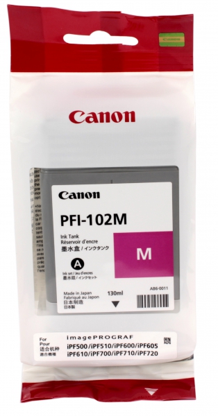 Чернильный картридж Canon PFI-102M(ST), пурпурный, 90мл.,  для Canon iPF 500/605/600/610/700/710