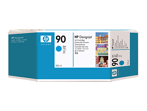 Чернильный картридж HP No. 90 for DesignJet 4000/4020/4500/4520, Cyan, 225ml