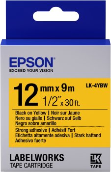 Картридж термотрансферный (Label Cartridge) Epson LK-4YBW Black on Yellow (черный на желтой ленте) для LW-300/900P