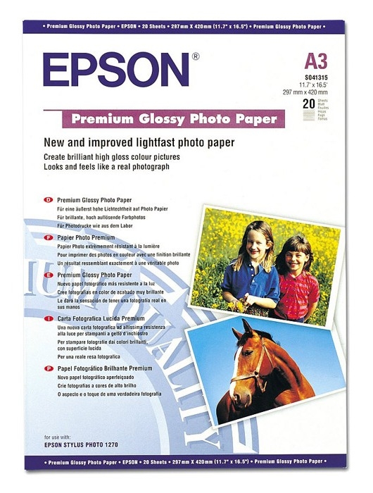 Фотобумага глянцевая Epson Photo Paper Glossy, A3, 255г/м2, 20 листов