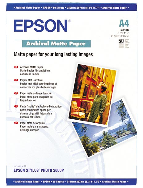 Фотобумага матовая Epson Archival Matte Paper A4, 192 г/м2, 50 листов