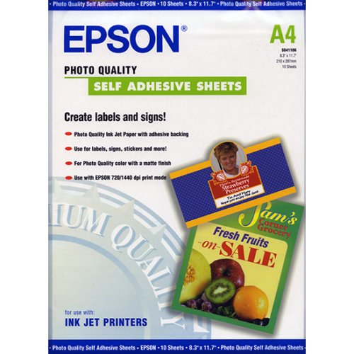 Фотобумага матовая Epson Photo Quality Self Adhesive Sheet, A4,  167 г/м2, 10 листов